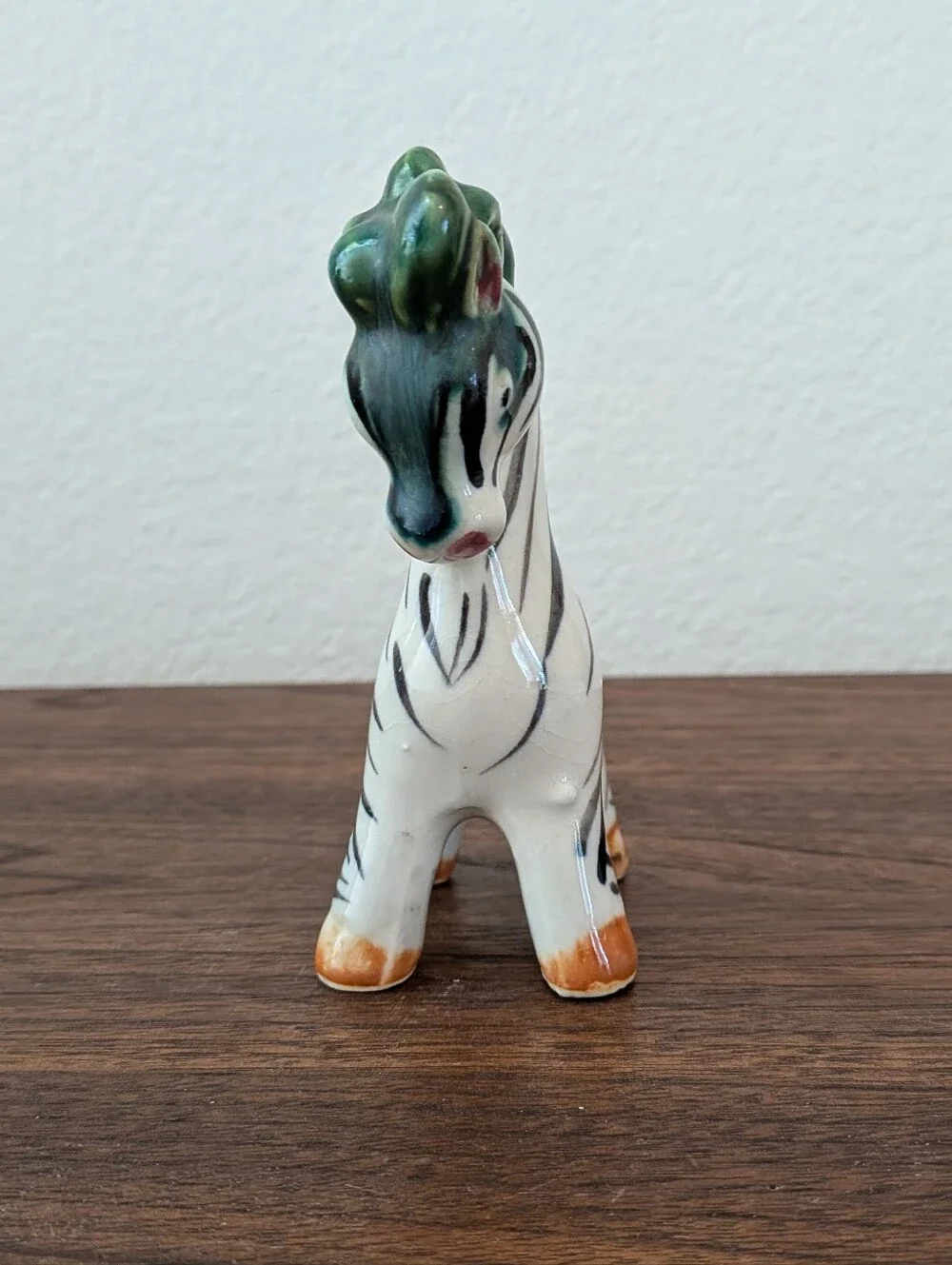 Vintage Porcelain Hand Painted Zebra Figurine Made In Japan MCM